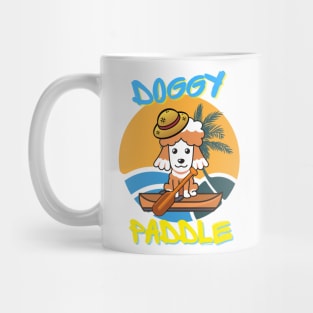 Cute French poodle doing the doggy paddle on a boat Mug